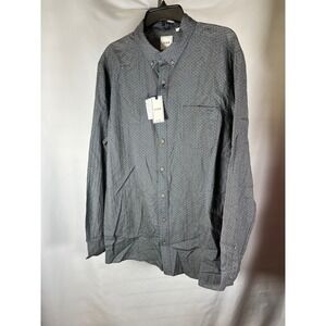 ROWM Tall Man Blue Geometric Diamond Print Button Down Shirt XLT New